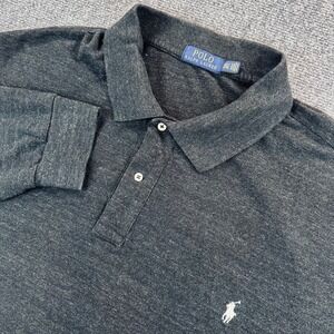 Polo Ralph Lauren Men's 4XLT Charcoal Gray Heather Rugby Long Sleeve Polo Shirt